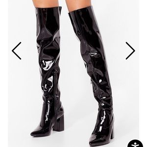 High Knee Patent Leather Boots